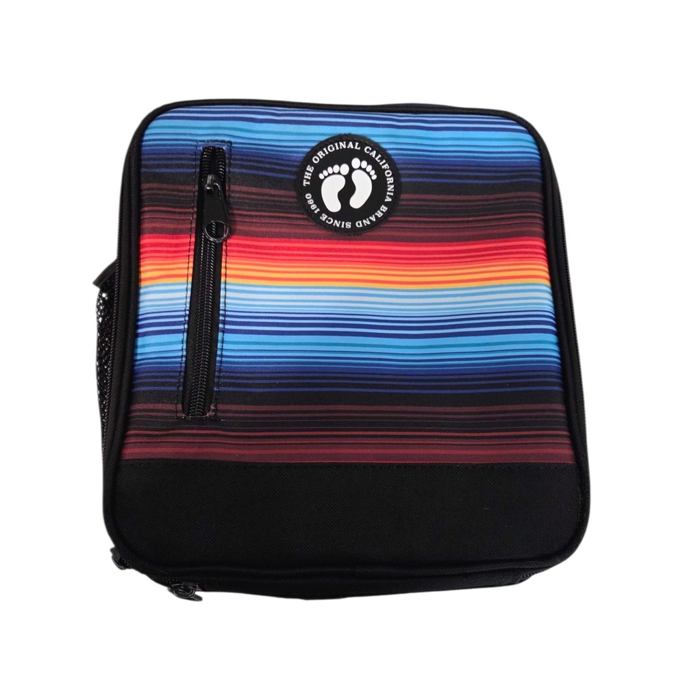 Hang Ten‎ Insulated Lunch Box Bag Satchel Thermal Reusable Rainbow Striped EUC